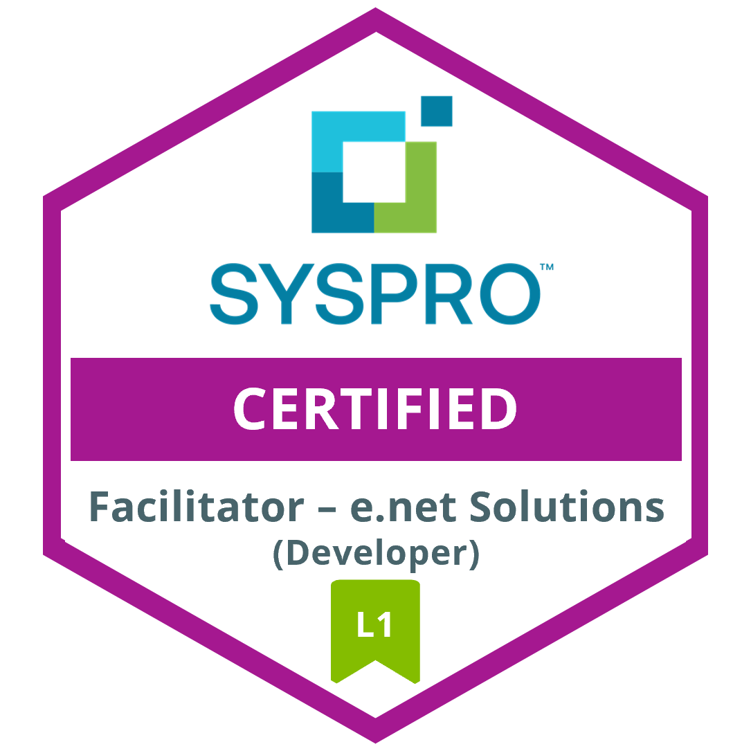 Certified SYSPRO Facilitator - e.net Solutions (Developer)