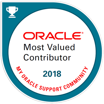 Most Valued Contributor - My Oracle Support Community - 2018