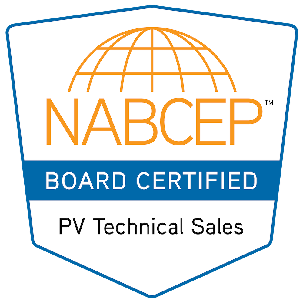 NABCEP Board Certified PV Technical Sales Professional