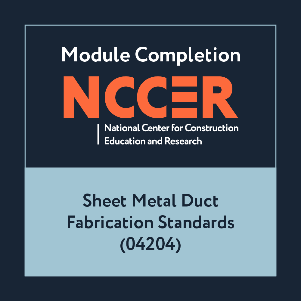 NCCER Sheet Metal Duct Fabrication Standards (04204)