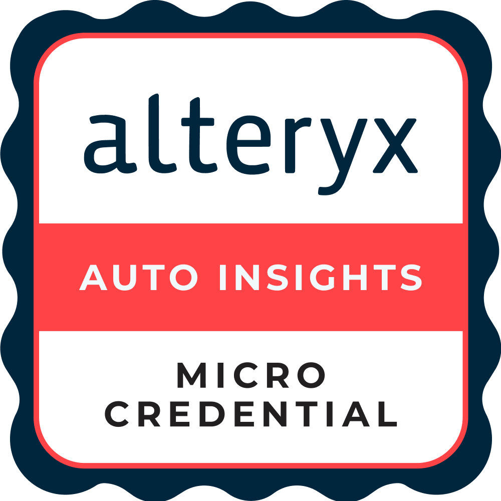 Alteryx Auto Insights Micro Credential Credly