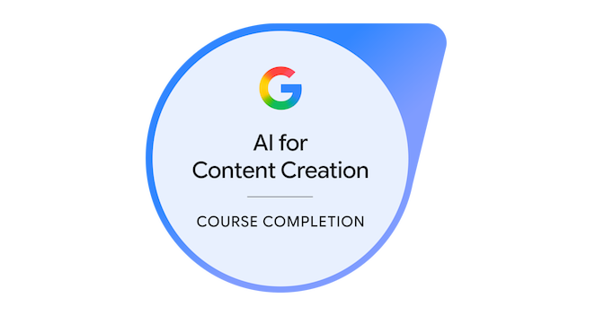 Credly badge artwork for AI for Content Creation
