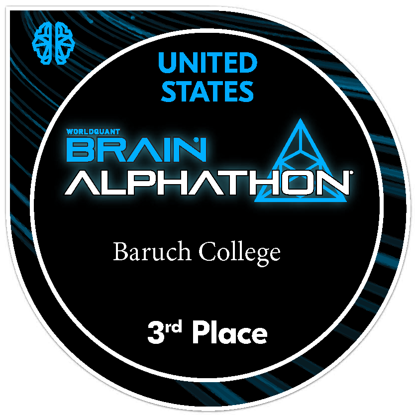2023 WorldQuant BRAIN Alphathon Baruch College 3rd Place