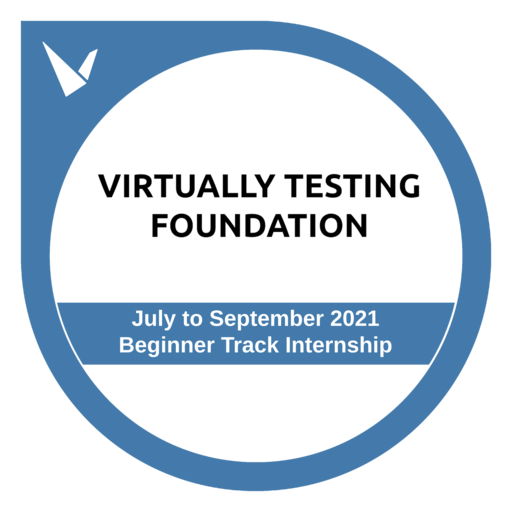 VTF Beginner Track Internship July to September 2021 Credly