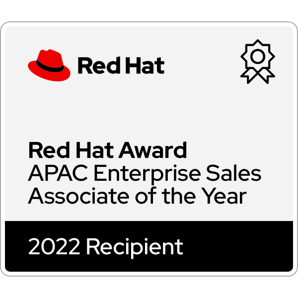 2022 Red Hat APAC Enterprise Sales Associate of the Year