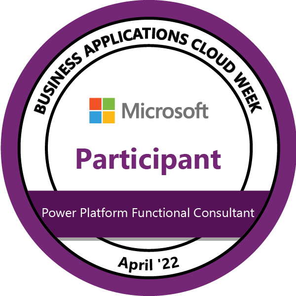 Business Applications Cloud Week—Microsoft Power Platform Functional Consultant participant