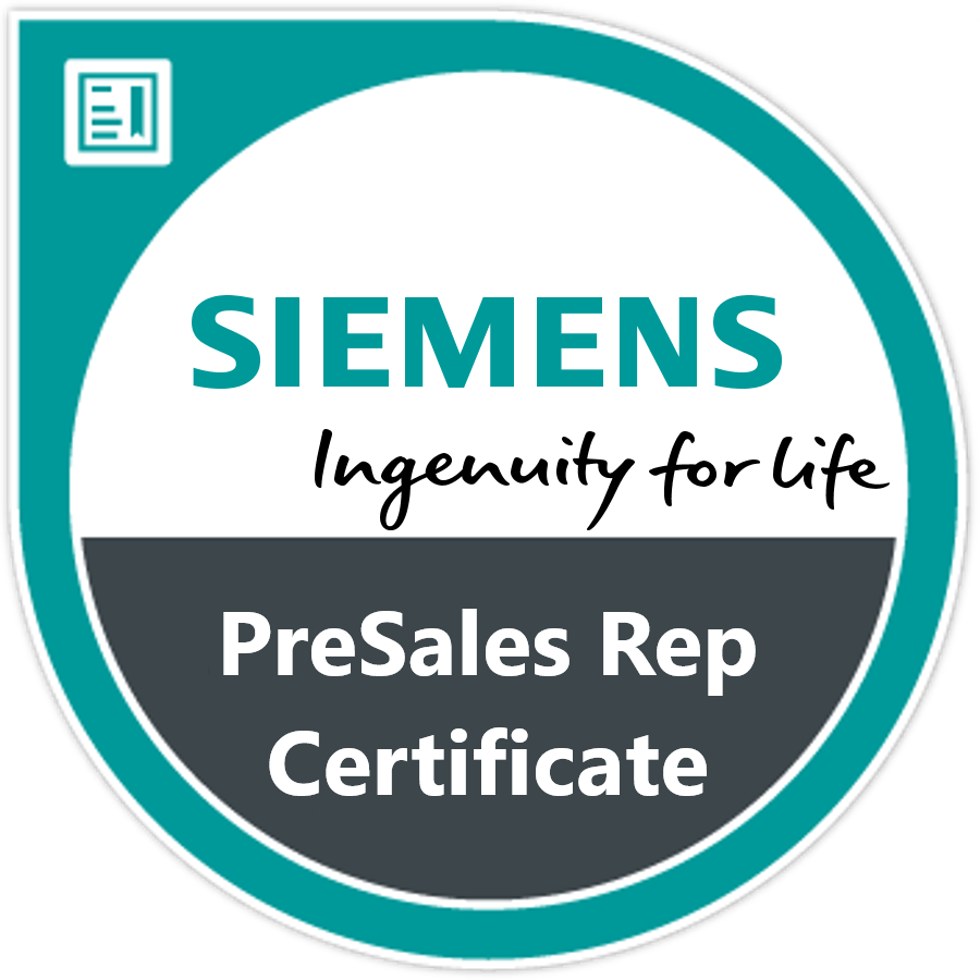 Siemens Digital Industries Software PreSales Rep Certificate 2021