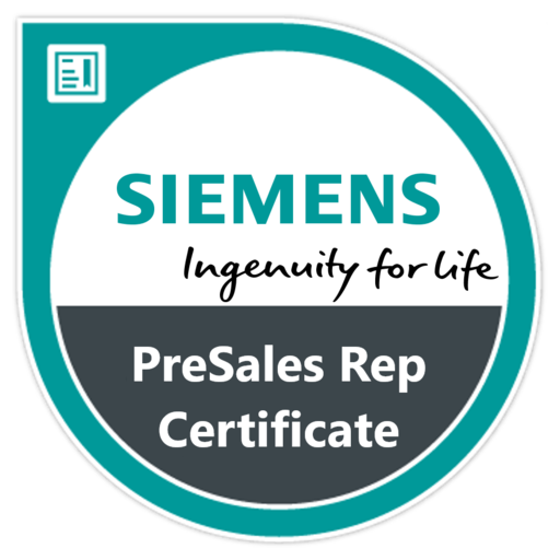 Siemens Digital Industries Software PreSales Rep Certificate 2021 - Credly
