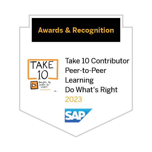Awards and Recognition 2023 Take 10 Contributor PeertoPeer Learning