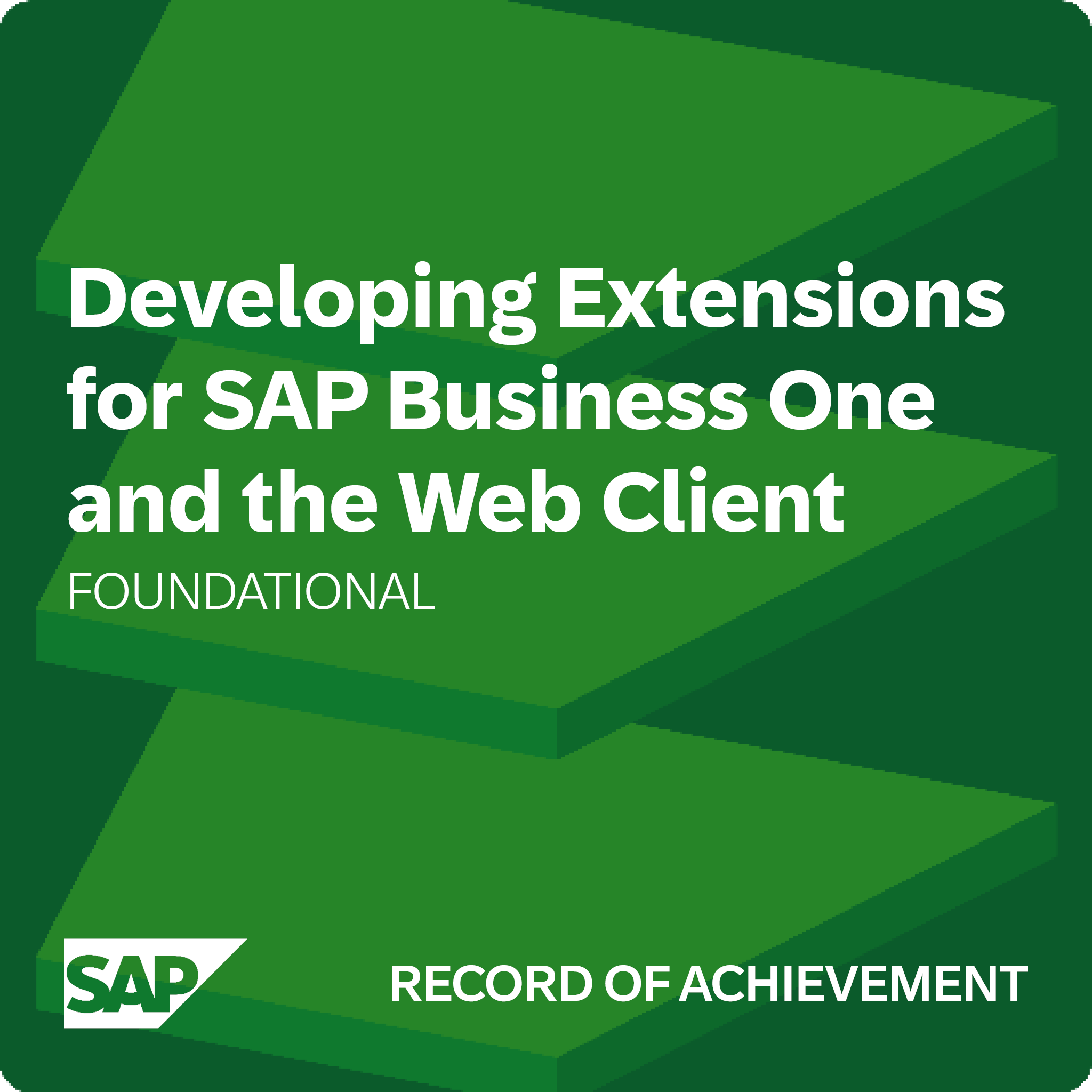 Developing Extensions for SAP Business One and the Web Client - Record of Achievement