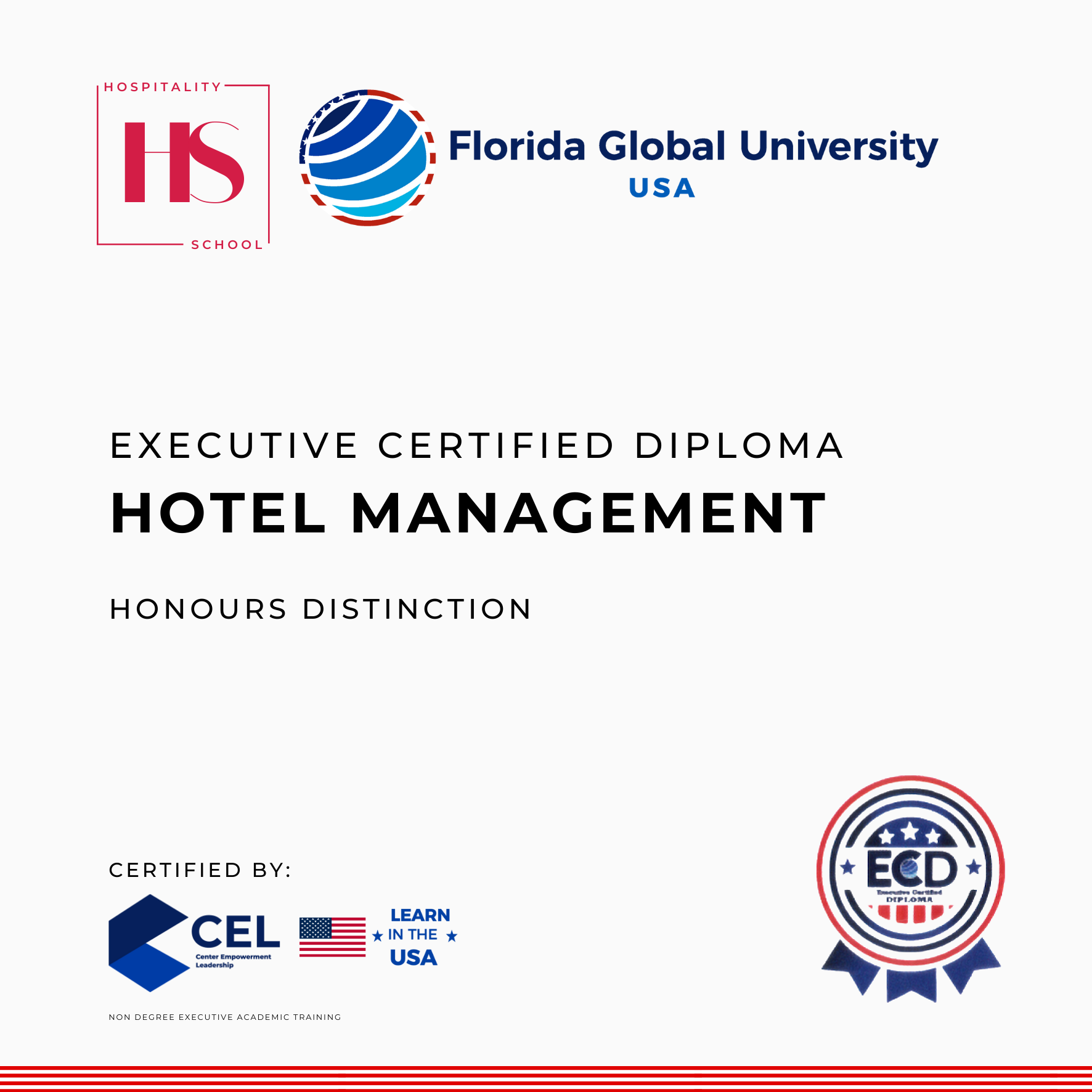 Executive Certified Diploma in Hotel Management - Honours Distinction