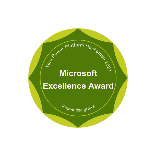 Yara Power Platform Hackathon 2021 - Microsoft Excellence Award