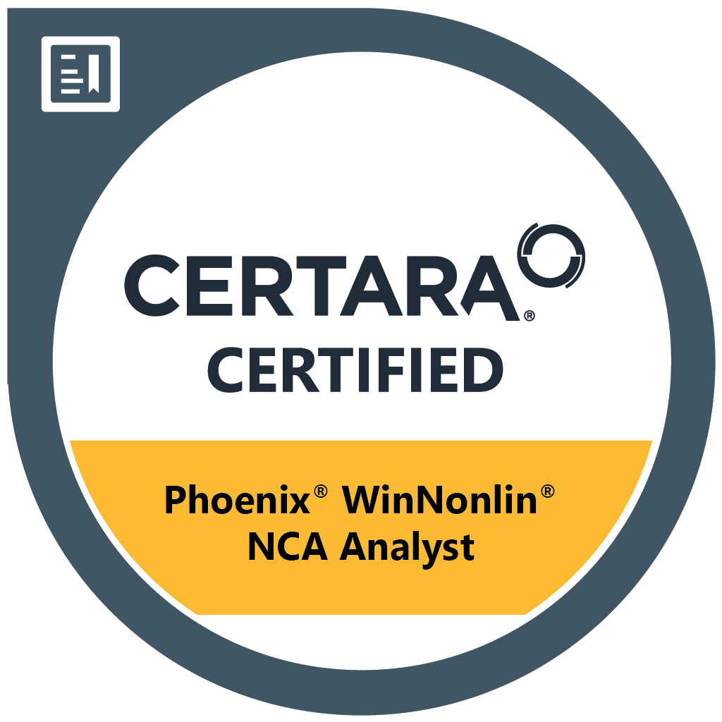 Certara Certified NCA Analyst using Phoenix WinNonlin Version 8.4 and 8.5