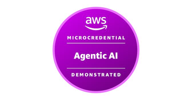 AWS Agentic AI Demonstrated microcredential badge awarded to Cash Toren