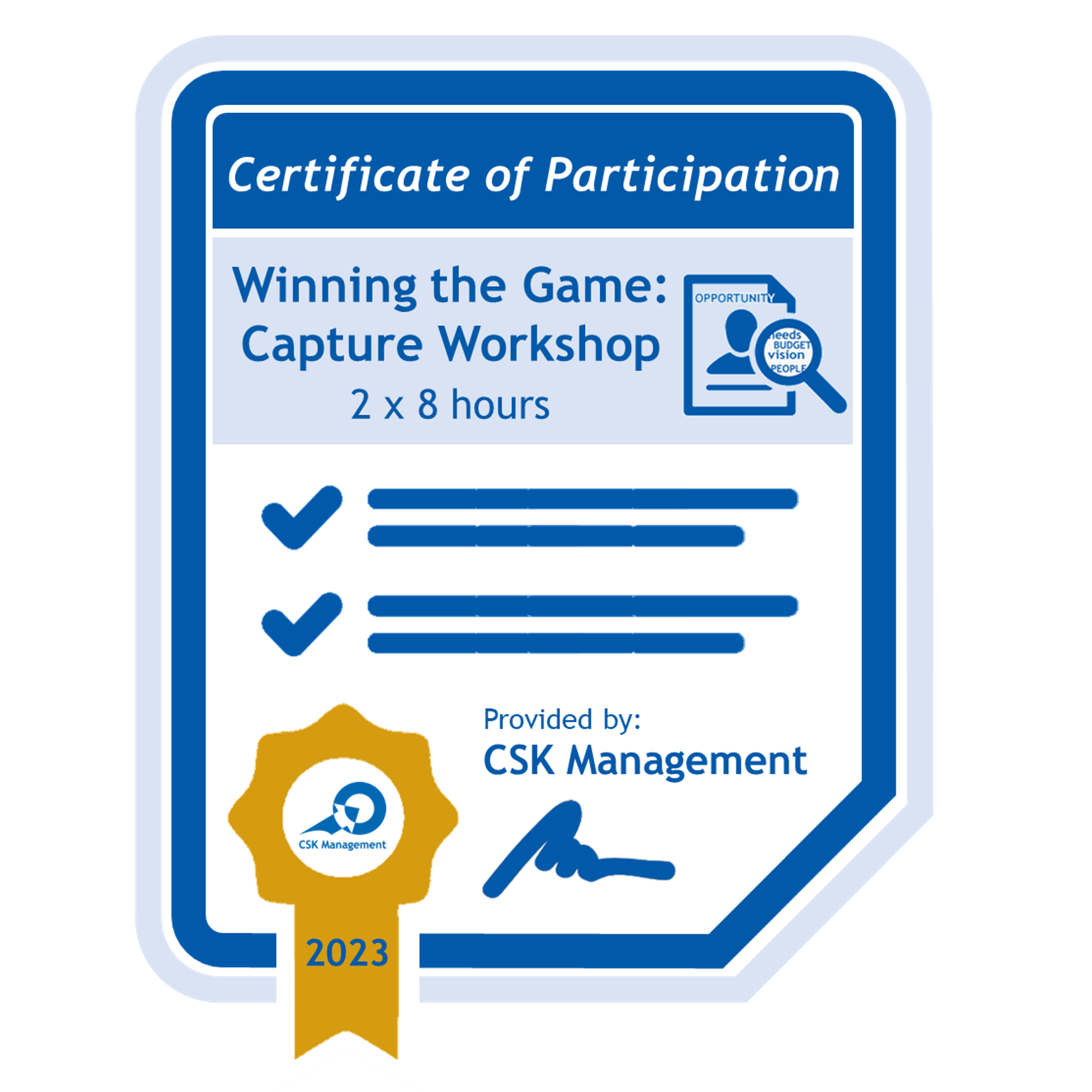 Winning the Game: Capture Workshop (Standard) 2023