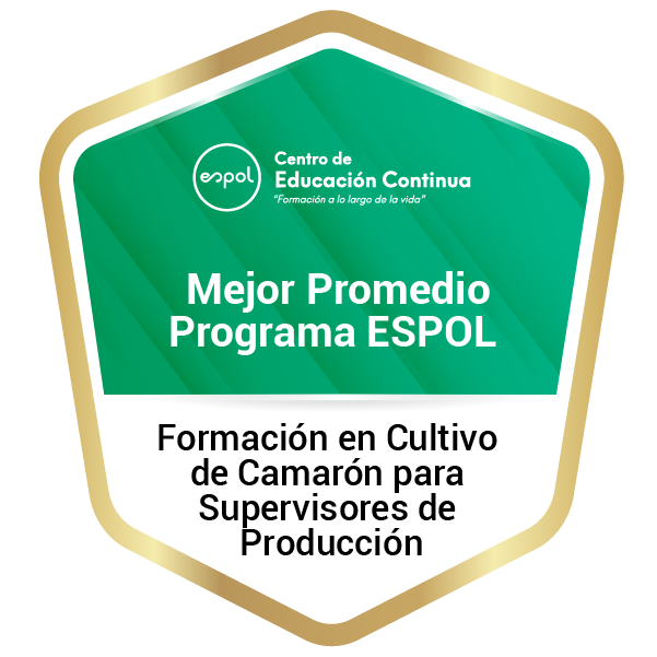 Mejor promedio en el Programa Formación en Cultivo de Camarón para Supervisores de Producción
