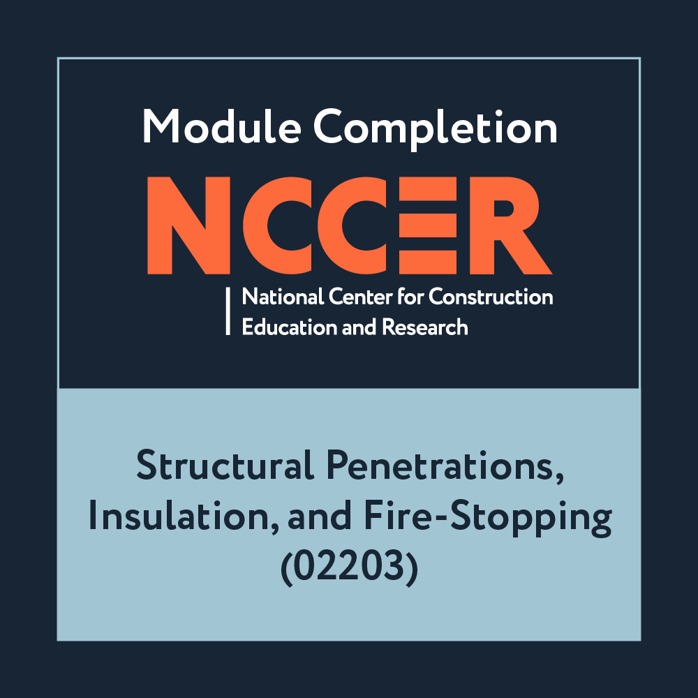 NCCER Structural Penetrations, Insulation, and Fire-Stopping (02203)