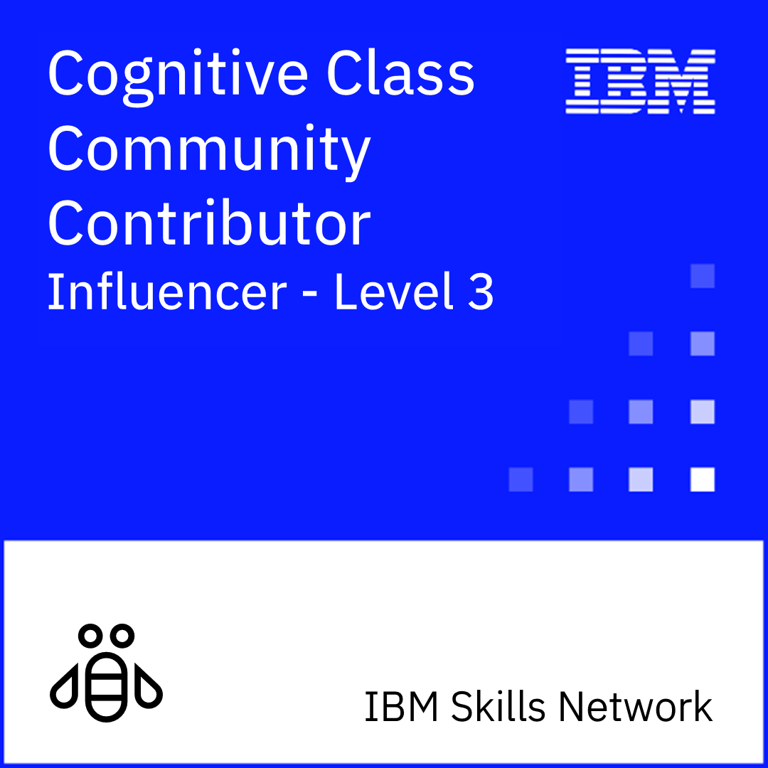 Cognitive Class Community Contributor - Level 3