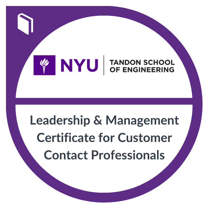 Leadership and Management Certificate for Customer Contact Professionals from NYU Tandon