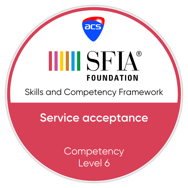 Service acceptance - Competency - Level 6 - Credly