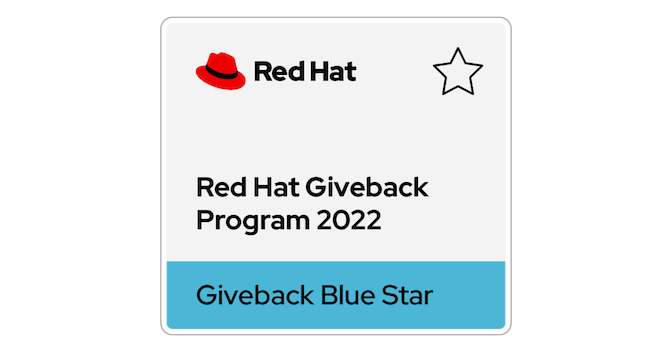 2022 Red Hat Giveback Program Blue Star - Credly