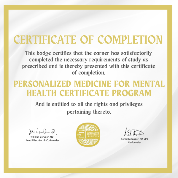 Completed - Personalized Medicine for Mental Health Certificate Program ...