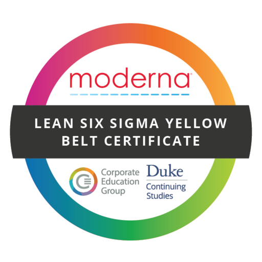 Moderna Lean Six Sigma Yellow Belt Certificate Credly