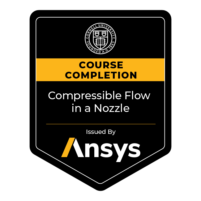 Ansys Course Completion: Compressible Flow in a Nozzle