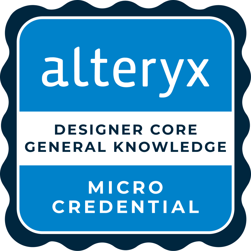 Alteryx Designer Core Micro-Credential: General Knowledge