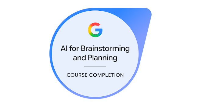 Credly badge artwork for AI for Brainstorming and Planning