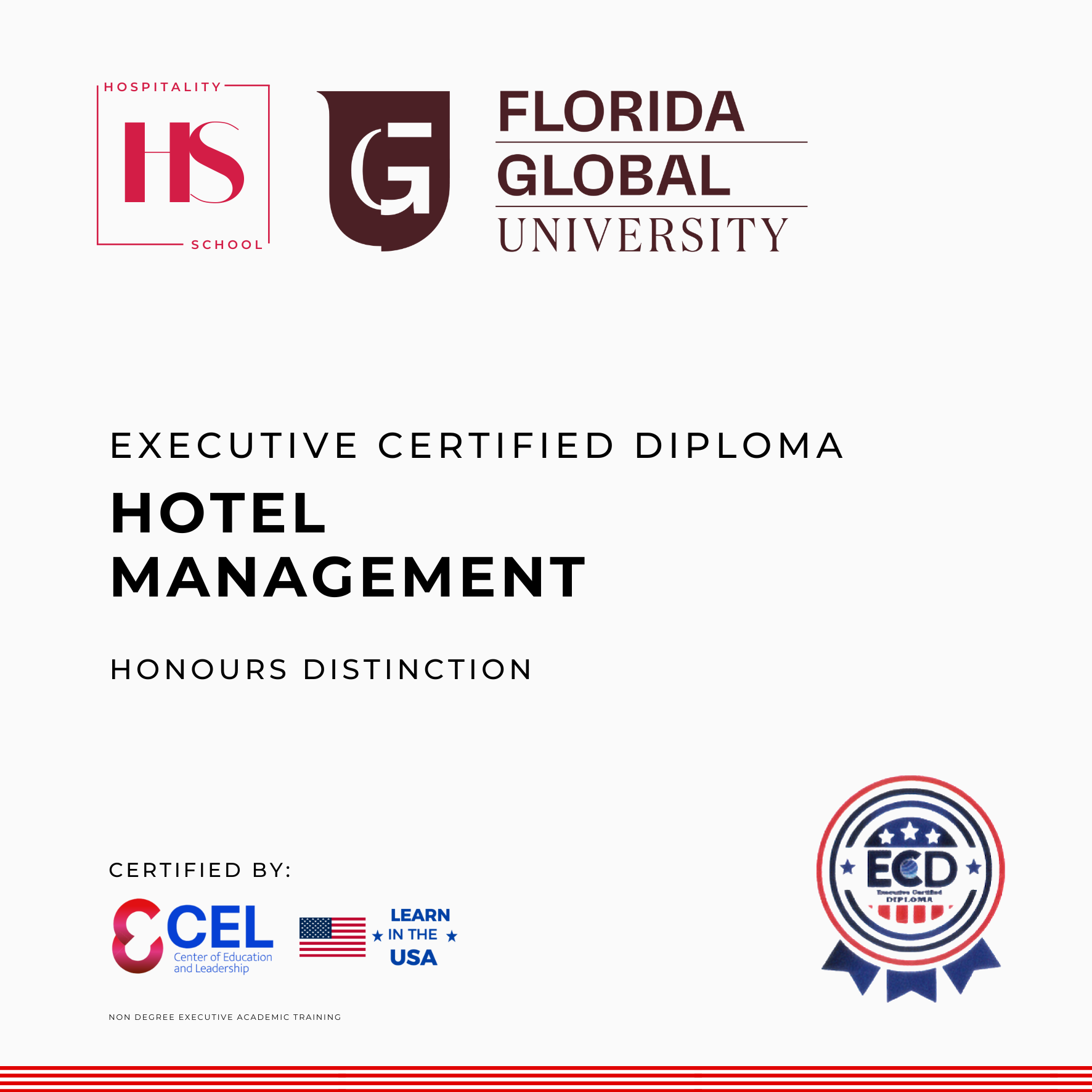 Executive Certified Diploma in Hotel Management - Honours Distinction