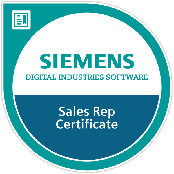 Siemens Digital Industries Software Sales Rep Certificate 2020