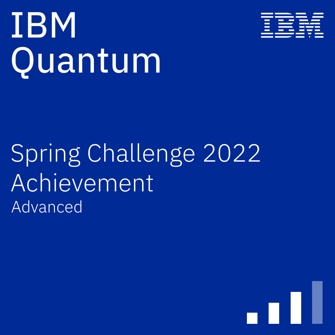 IBM Quantum Spring Challenge 2022 Achievement Credly