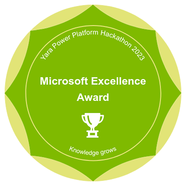Yara Power Platform Hackathon 2023 - Microsoft Excellence Award