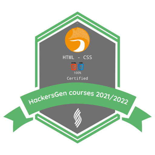 HackersGen Course "Excellent Commitment" - HTML & CSS - Credly