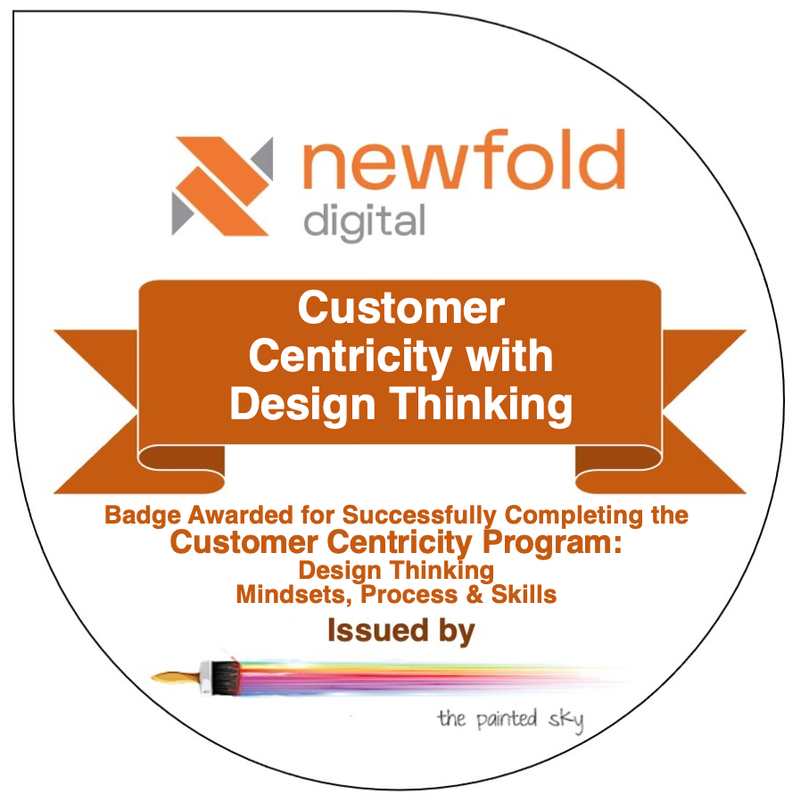 Newfold Digital: Certificate on CUSTOMER CENTRICITY WITH DESIGN THINKING, issued by The Painted Sky