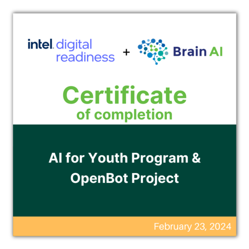 Intel AI for Youth Program Course Completion - Credly