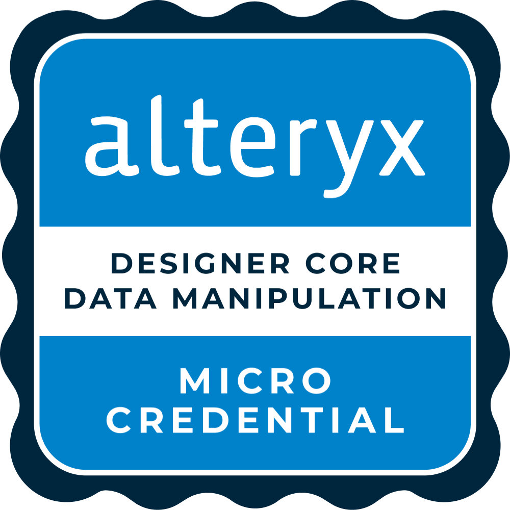 Alteryx Designer Core Micro-Credential: Data Manipulation