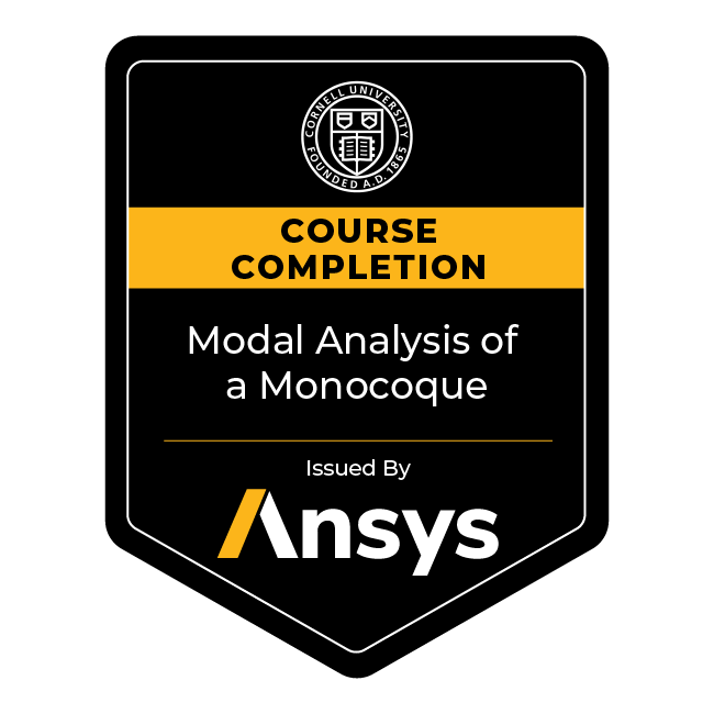 Ansys Course Completion: Modal analysis of monocoque