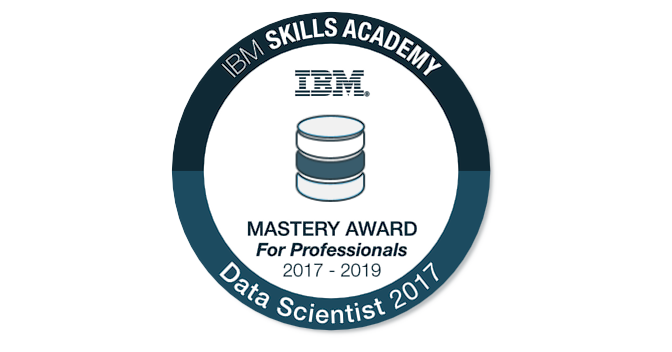 Data Scientist - Mastery Award for Professionals 2017 - 2019 - Credly