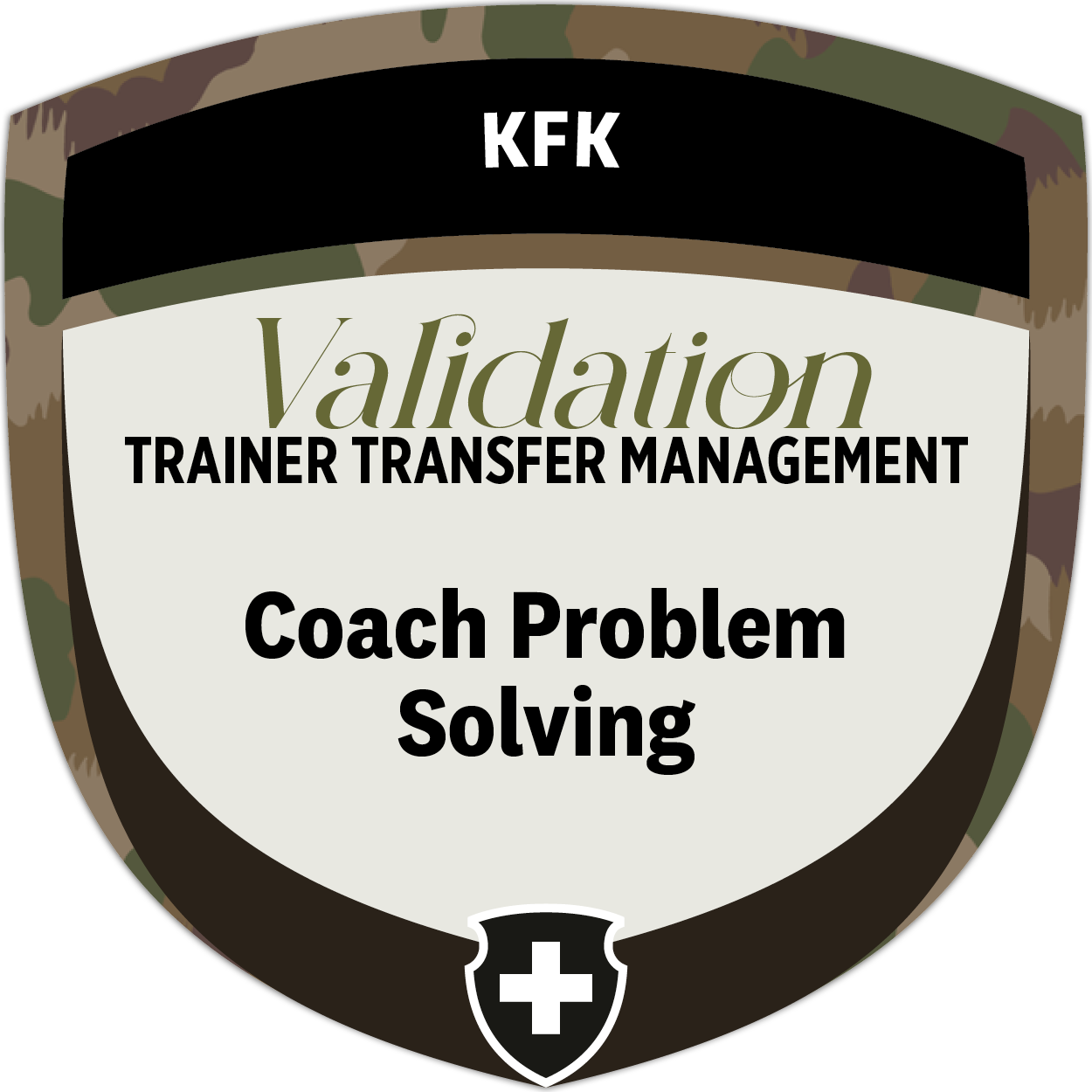 Coach Problem Solving badge image. Validation. Foundational level. Issued by Swiss Armed Forces