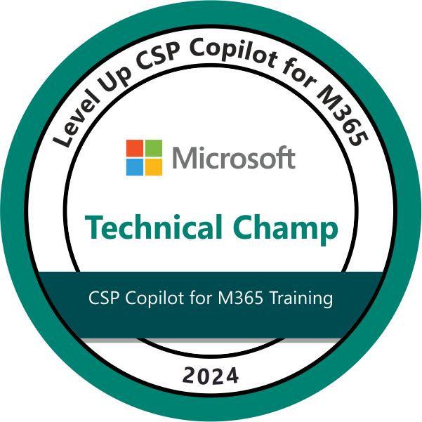 Level Up CSP Copilot for M365 Technical Champion badge