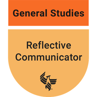 Reflective Communicator badge image. Validation. Foundational level. Issued by University of Phoenix