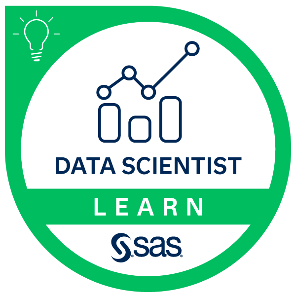 SAS Data Scientist Learning Pathway badge image. Issued by SAS