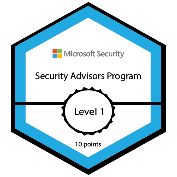 Microsoft Security Advisors Program – Level 1 badge