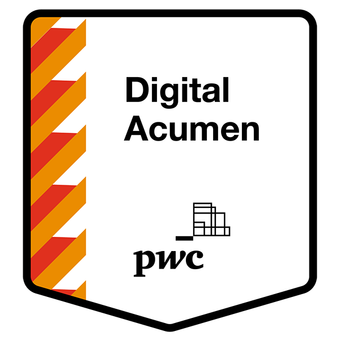 Digital Acumen badge image. Learning. Foundational level. Issued by PwC