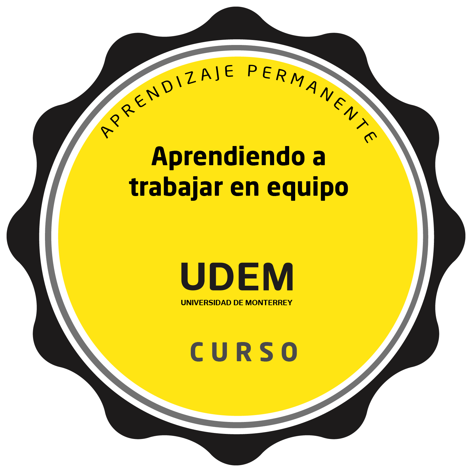 Aprendiendo a trabajar en equipo badge image. Learning. Foundational level. Issued by Universidad de Monterrey