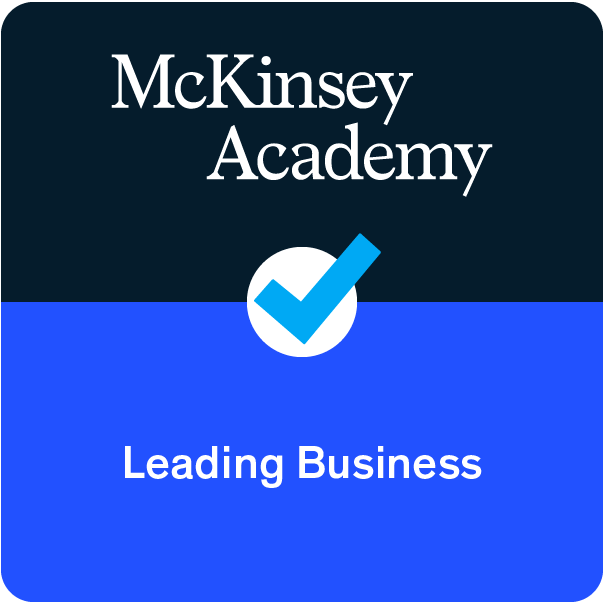 Leading Business badge, issued by McKinsey & Company, verified on Credly
