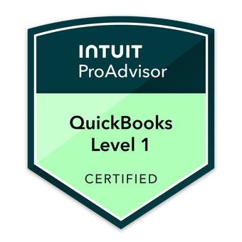Intuit QuickBooks Certification Level 1 badge