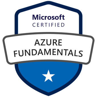 Microsoft Certified: Azure Fundamentals badge image. Issued by Microsoft